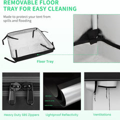 Wachstumszelt, 80 x 80 x 180 cm, Wachstumszelt mit abnehmbarer, wasserdichter Bodenwanne, ideale Größe für Hydrokulturen