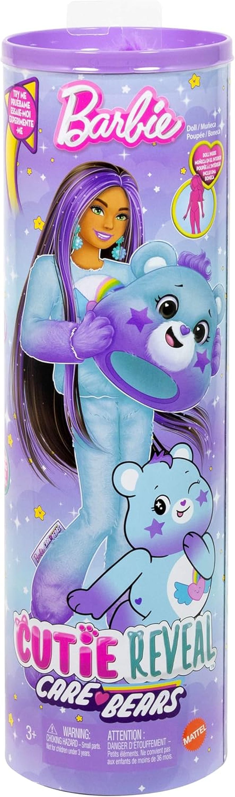 Păpușa Barbie Cutie Reveal cu accesorii, Seria 2 a Ursuleților Care Bears, Ursuleț Dream Bright cu 10 surprize, inclusiv schimbător de culoare și ursuleț mini, JFV61