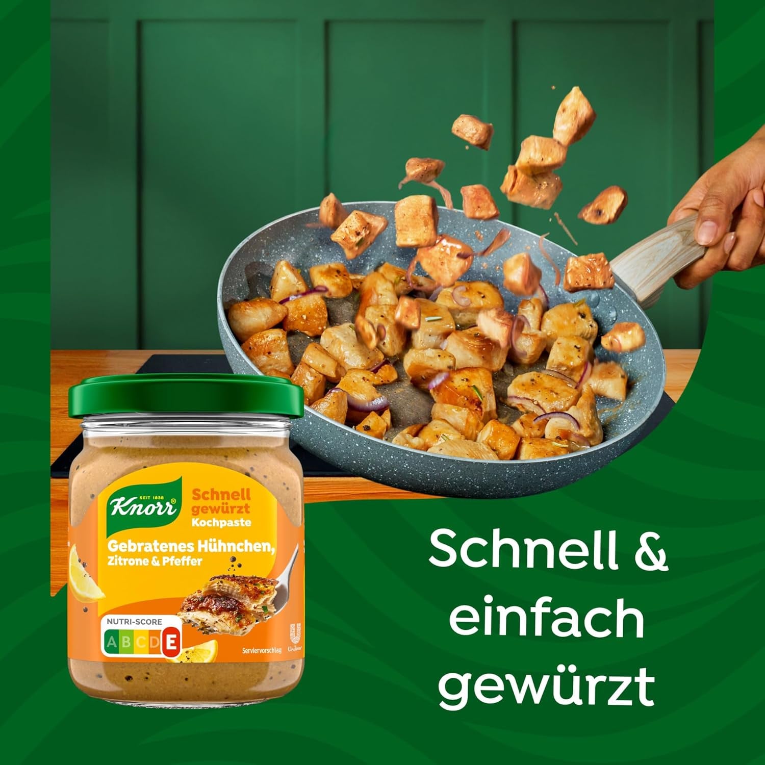 Knorr Schnell gewürzt Kochpaste Gebratenes Hühnchen, Zitrone & Pfeffer einfach & schnell für einen besonders intensiven, geballten Gesmack 165 g