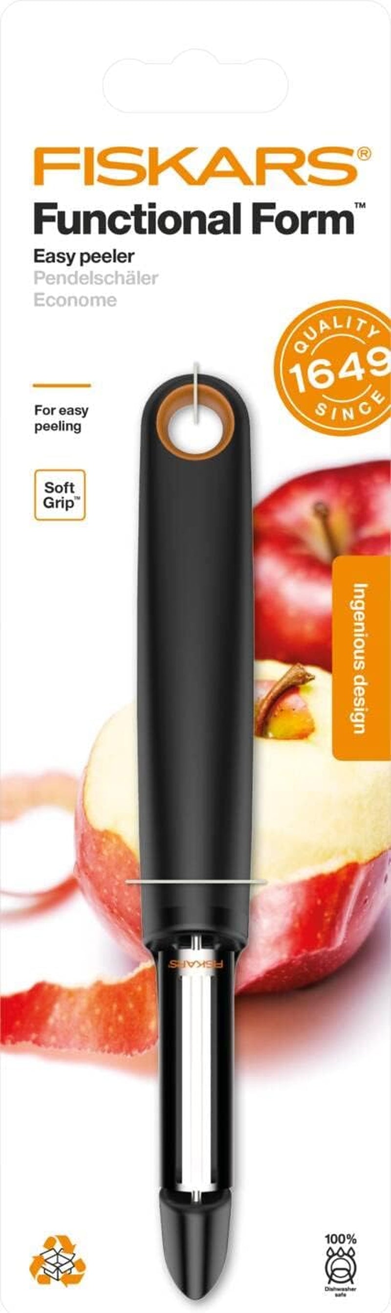 Fiskars Peeler cu lamă mobilă, lungime: 18 cm, oțel/plastic Naty Shop