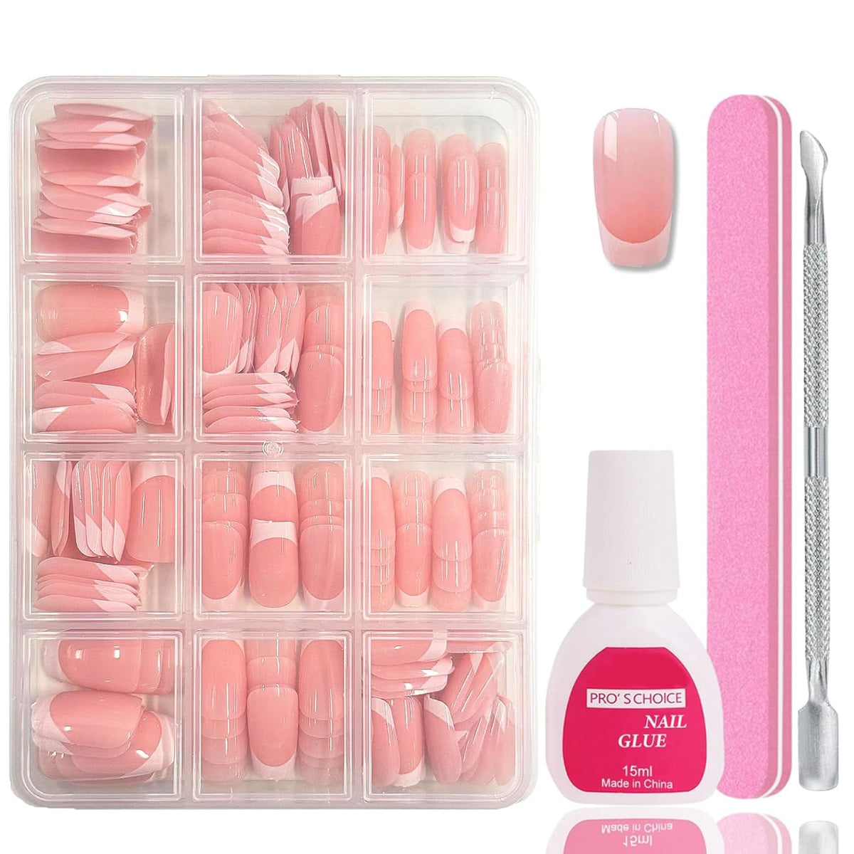 240 Stück Falsche Nägel Tips Set - Französisch Falsche Nägel Zum Aufkleben - Künstliche Nägel Medium Quadrat Ballerina Nail Art Manicure Fake Nails Für Damen Und Frauen (French Medium Ballerina)