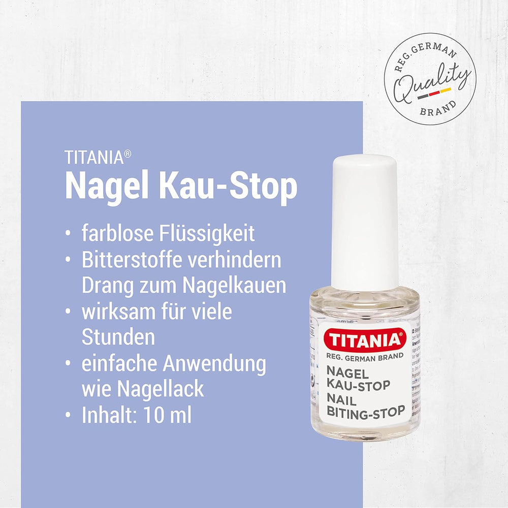 TITANIA Anti-Rötungs-Nagellack (10 ml) • Nagelkauen-Nagellack • Nagelkauen-Prävention • Hand-Nagelkauen-Schutz • Hand-Nagelkauen-Prävention