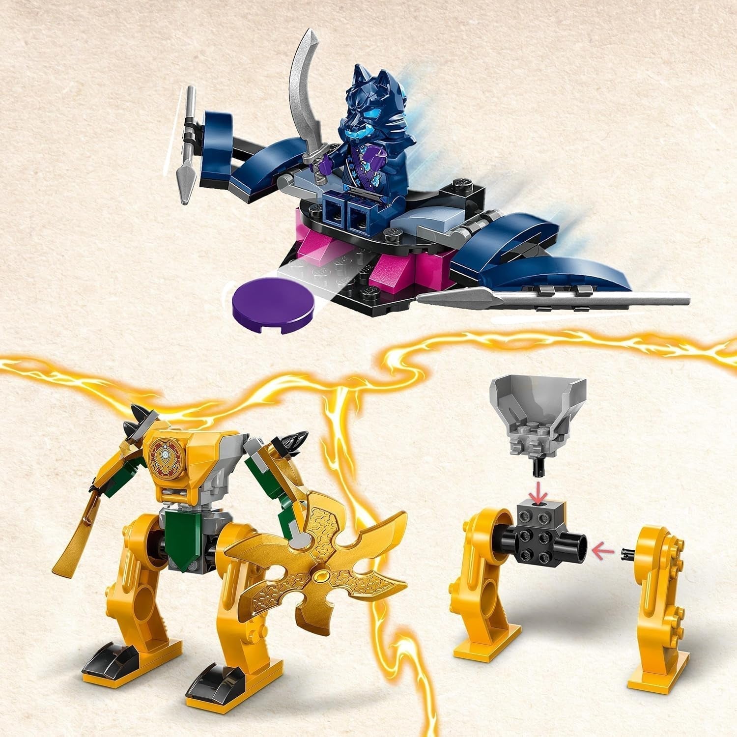 LEGO NINJAGO Arins Kampf-Mech, Ninja-Spielzeug für Kinder ab 4 Jahren. Mit Figuren. Inkl. Arin mit Mini-Katana, Actionfiguren und Mechs, kleines Geschenk für Jungen und Mädchen 71804 Bausets Besuchen Sie den LEGO-Store