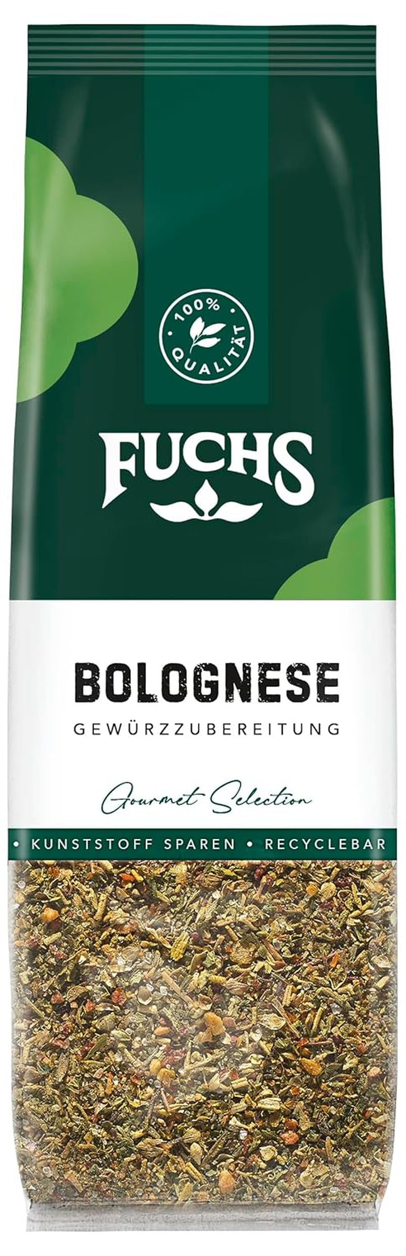 Fuchs Gewürze – Bolognese Gewürzzubereitung im recycelbaren Nachfüllbeutel, Gewürzmischung mit italienischen Kräutern, für Spaghetti- und weitere Pasta-Saucen - 50 g