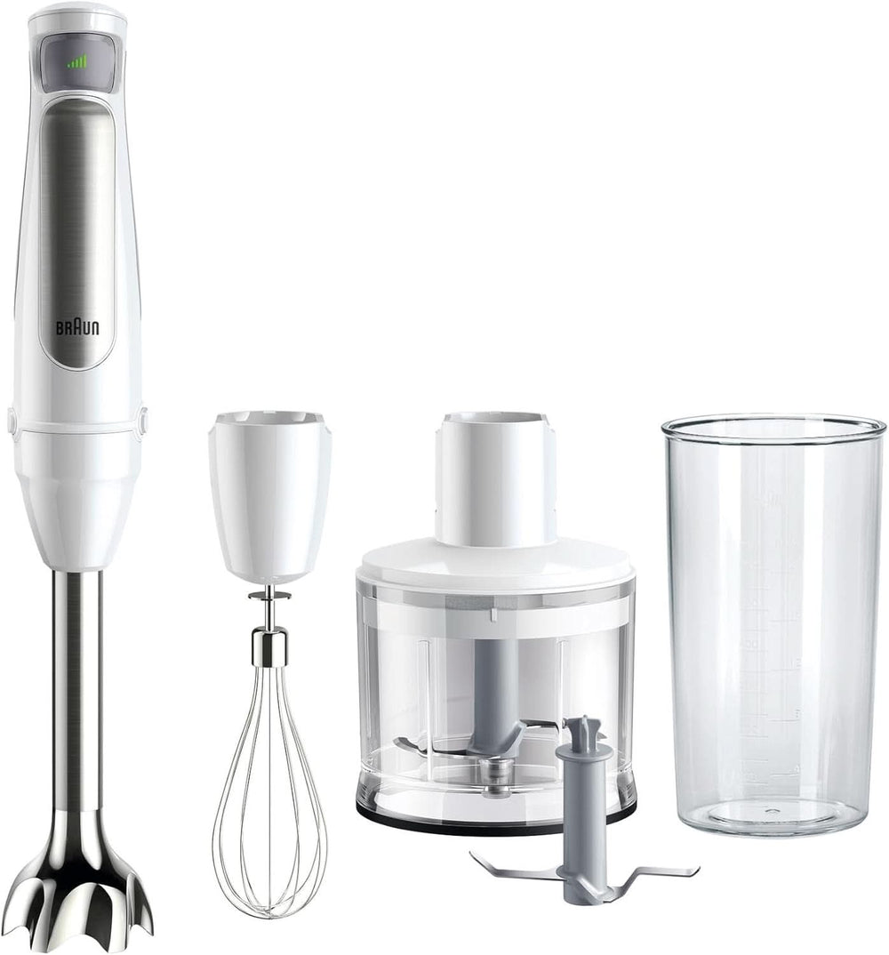 Braun Multiquick 7 MQ 7035X Stabmixer - Pürierstab Mit abnehmbarem Edelstahl Mixfuß Mit Activeblade Technologie Zum Pürieren Der Härtesten Ingredient, Inkl. 3-teiliges Zubehörset, 1000 Watt, Schwarz Kitchen Naty Shop Weiß Zerkleinerer (500 G)
