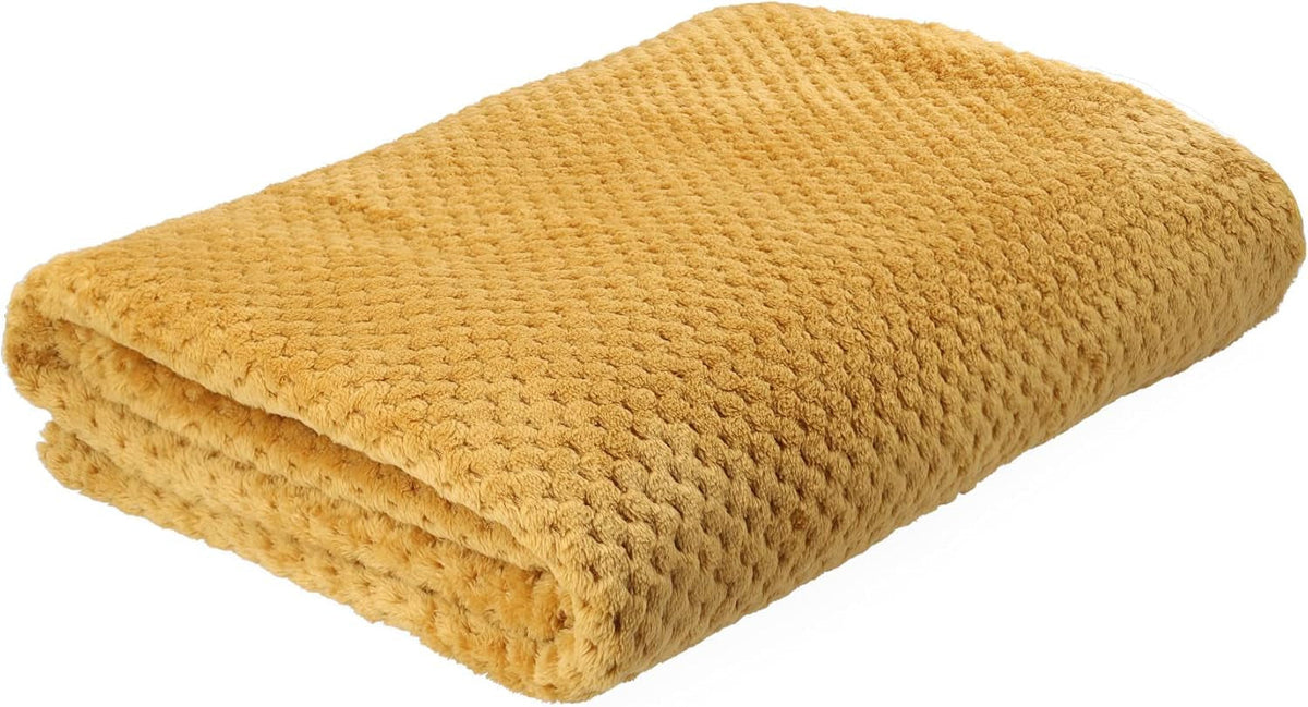 HOMLA Noah Pătură decorativă moale - pătură confortabilă din fibre de poliester pentru casă pătură pufoasă pentru canapea pat - 150 X 200 cm model de boabe de orez culoare muștar Paturi si Cuverturi Besuche den HOMLA-Store Titlu implicit