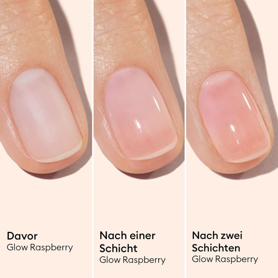MANUCUIST Nail Care Repair Active Glow Raspberry (Pink) Biobasiert: Süße Mandel, Himbeere, pflegender und glänzender Nagellack, transparenter Pink-Effekt – Nude-Nagellack