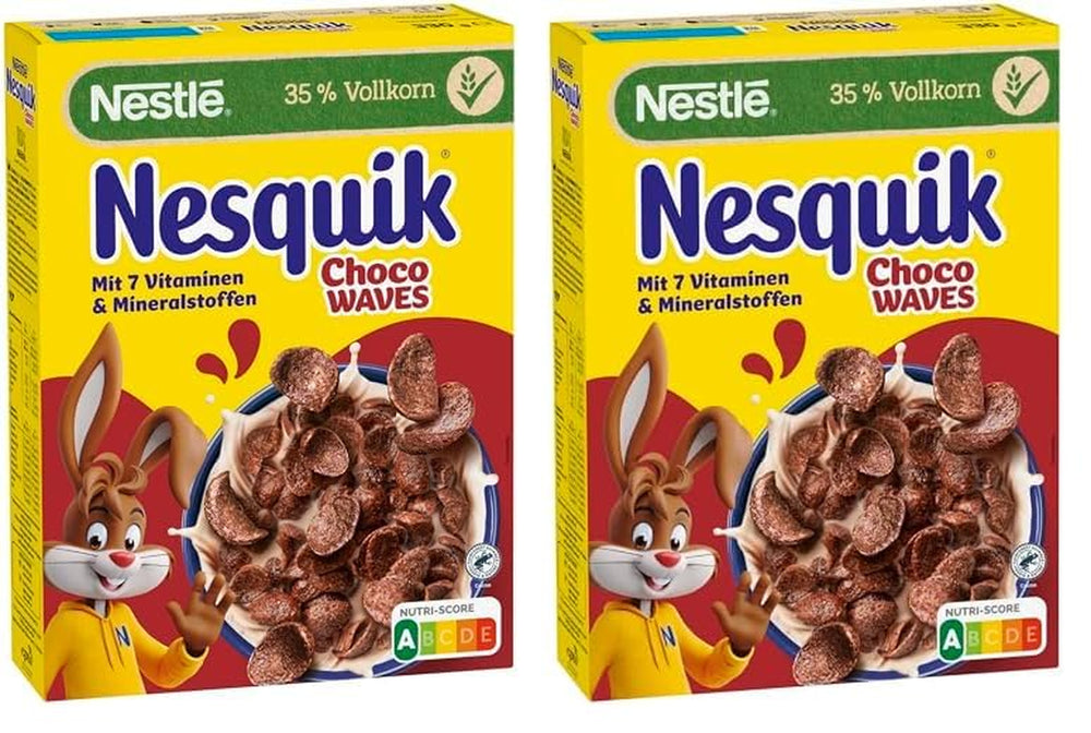 Nestlé Choco Waves, knuspriges wellenförmiges Schokoladenfrühstück (33 % Vollkornanteil), 1 Packung (1 x 330 g)