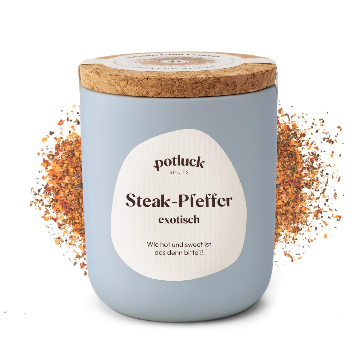 Potluck | Steak-Pfeffer exotisch | Gewürzzubereitung im Keramiktopf | 80g | Vegan, glutenfrei und mit natürlichen Zutaten
