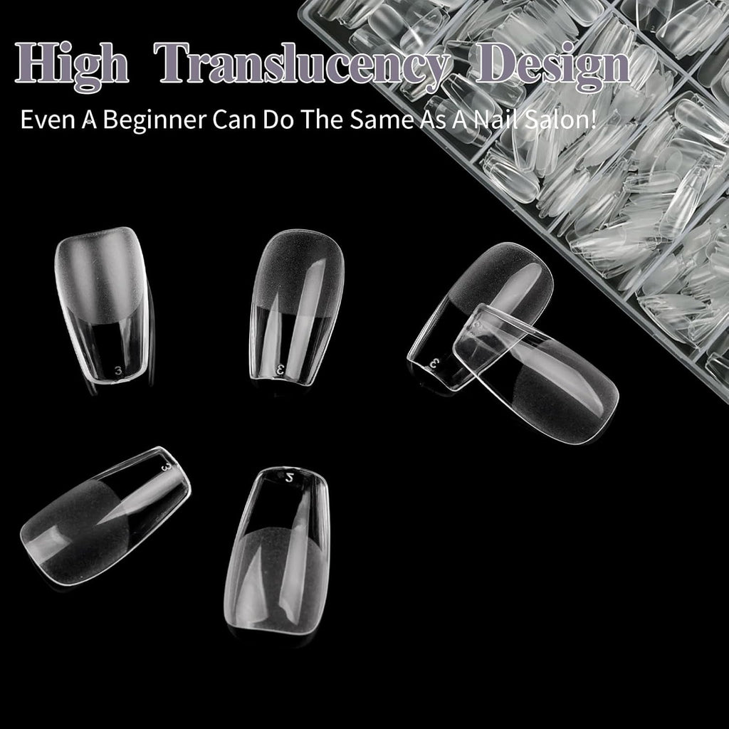 Unghii false scurte, model balerină, 500 bucăți, pentru lipire, 12 dimensiuni, unghii artificiale, scurte, cu gel moale, acoperire completă, vârfuri de unghii pentru unghii cu gel, scurte, S