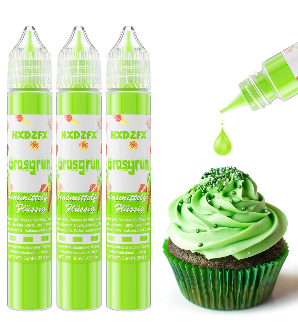 Colorant alimentar - Colorant alimentar lichid, Colorant alimentar foarte concentrat, Coloranți alimentari lichizi pentru copt, Decorare tort, Fursecuri, Macarons, Ouă de Paște, Aluat - 3 × 30ml (Roșu de Crăciun)