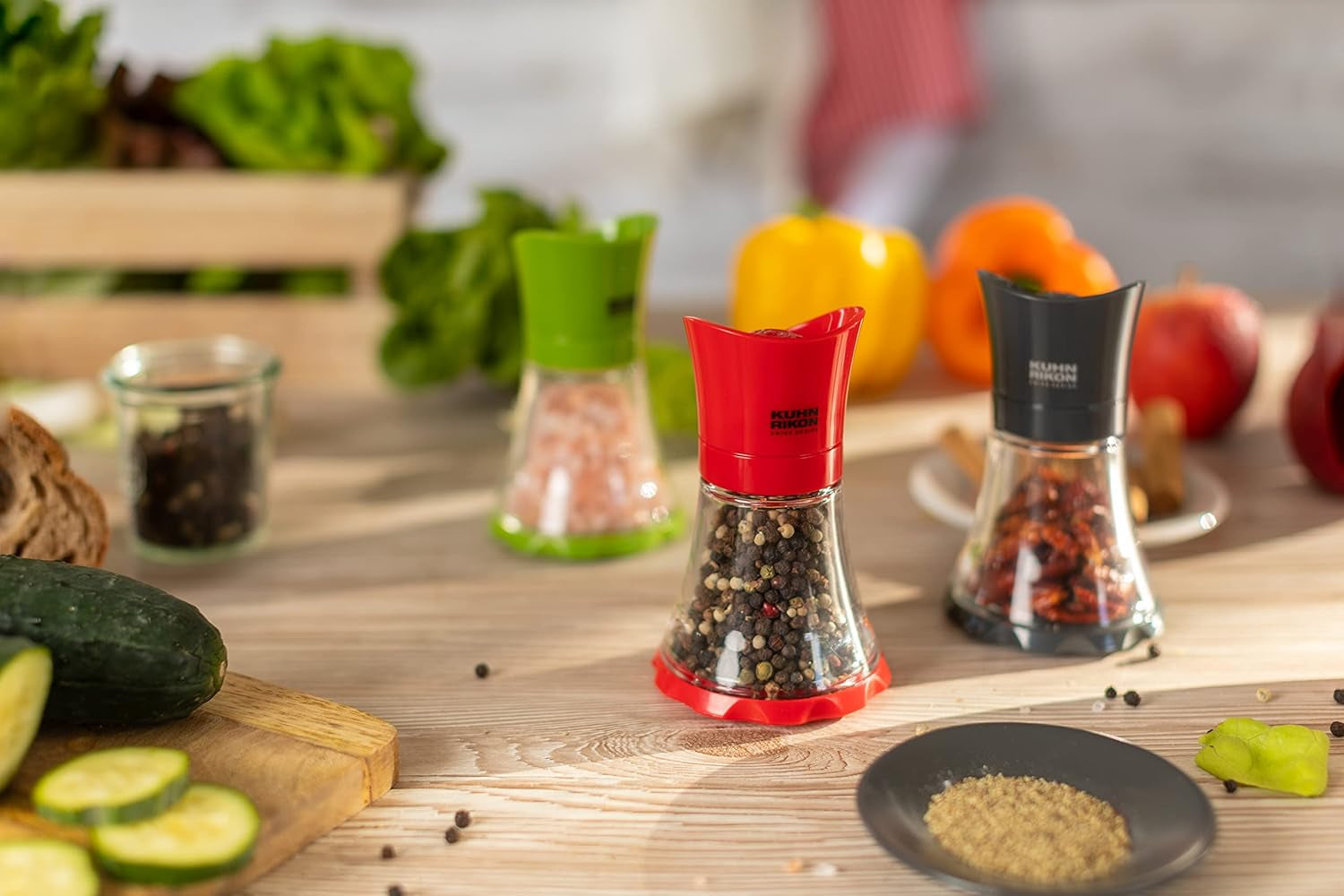 KUHN RIKON Gewürzmühle Mini (grün), Kunststoff, 12 x 12 x 8 cm Mühlen und Hobel Naty Shop