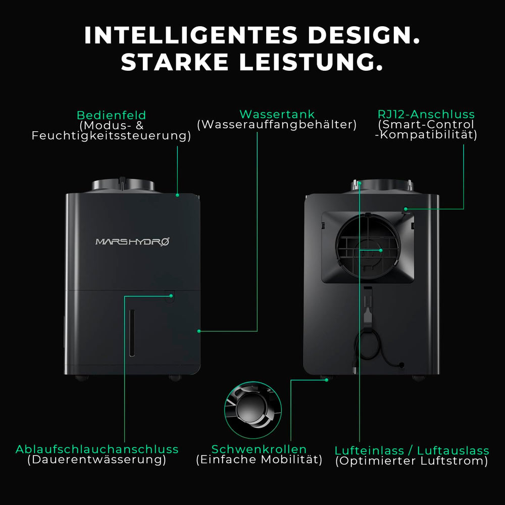 MARS HYDRO Luftentfeuchter, 12 l/Tag, automatische Abtauung, Timer-Funktion, Raumentfeuchter für Growzelte, Keller und Pflanzen, 1,2 l Wassertank
