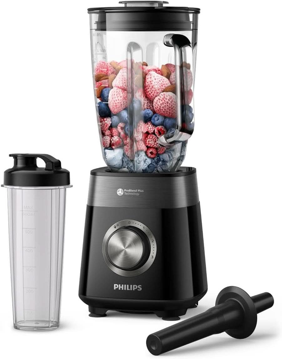 Philips Standmixer und Smoothie Maker – 600 W, 2-Liter-Becher, Homeid-App, 2 Geschwindigkeitsstufen + Impulsfunktion, Problend, Ice-Crush-Funktion (HR2291/41) Kitchen Naty Shop 1200 Watt