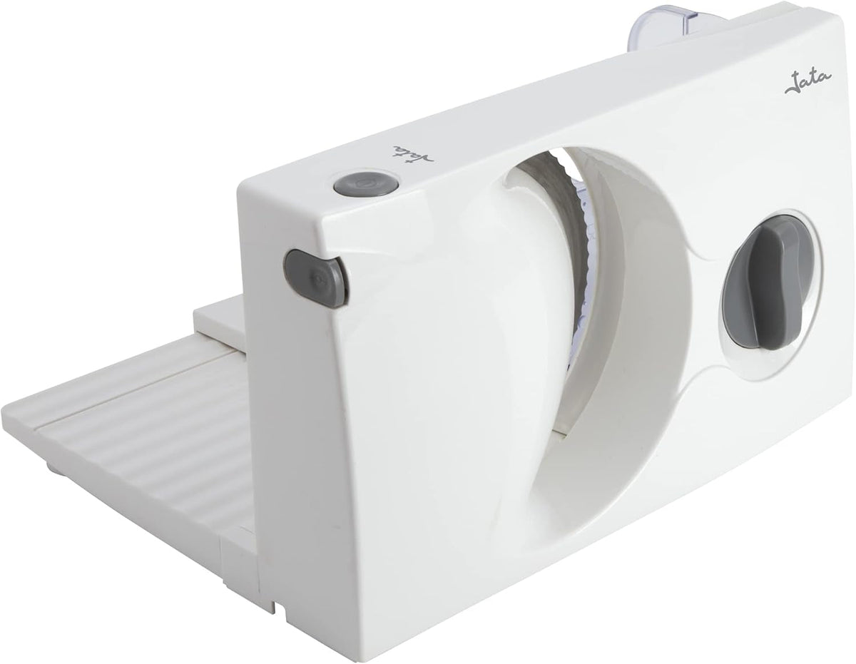 JECF0300 Kompakter elektrischer Allesschneider, abnehmbare Edelstahlklinge, Durchmesser 170 mm, Dickenregelung 0 bis 15 mm, 150 W. Reiben und Schneidemaschinen Naty Shop Standardtitel