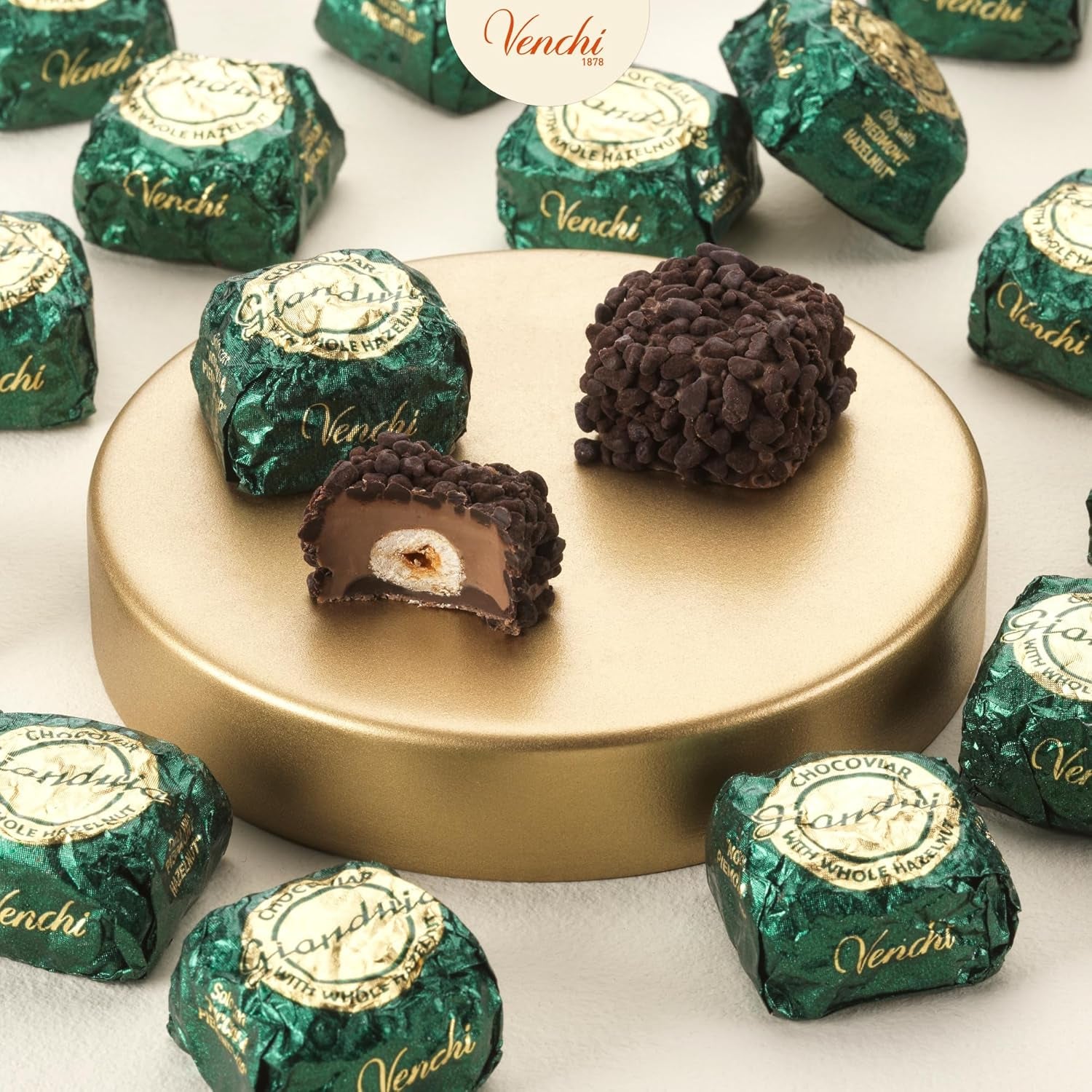 Venchi – Chocoviar Gianduia, Pralinen im 1-kg-Beutel, Gianduia-Schokolade ausschließlich aus „Piemont-Wald-Haselnüssen“ hergestellt, glutenfrei, ohne künstliche Farbstoffe und ohne Konservierungsstoffe