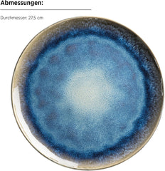 MÄSER 934092 Serie Frozen, Geschirr Set Aus Keramik Für 4 Personen, 16-Teiliges Kombiservice Mit Organischen Formen, Blau Gesprenkeltes Service, Steinzeug, Dunkelblau Tableware Sets Naty Shop