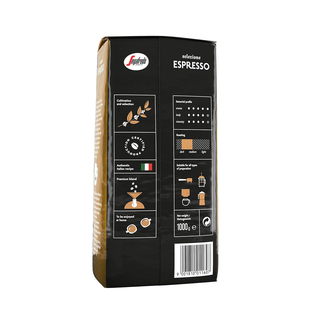 Segafredo Zanetti Selezione Espresso - Boab întreg (pachet de 1 kg) - Potrivit pentru toate specialitățile de cafea italienești - Prăjire medie spre închisă, aromă puternică și intensă