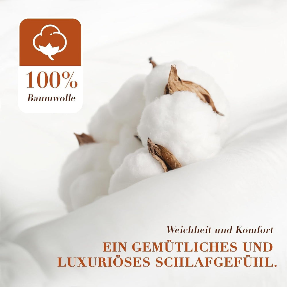 Daunendecke 135 x 200, Ganzjahresdecke aus 100 % Baumwolle, 4-Jahreszeiten-Bettdecke 135 x 200 mit Gänsedaunen und Federn, hohe, flauschige 3D-Umlenkbox, mittlere Wärme, Steppdecken und Steppdecken, Naty Shop