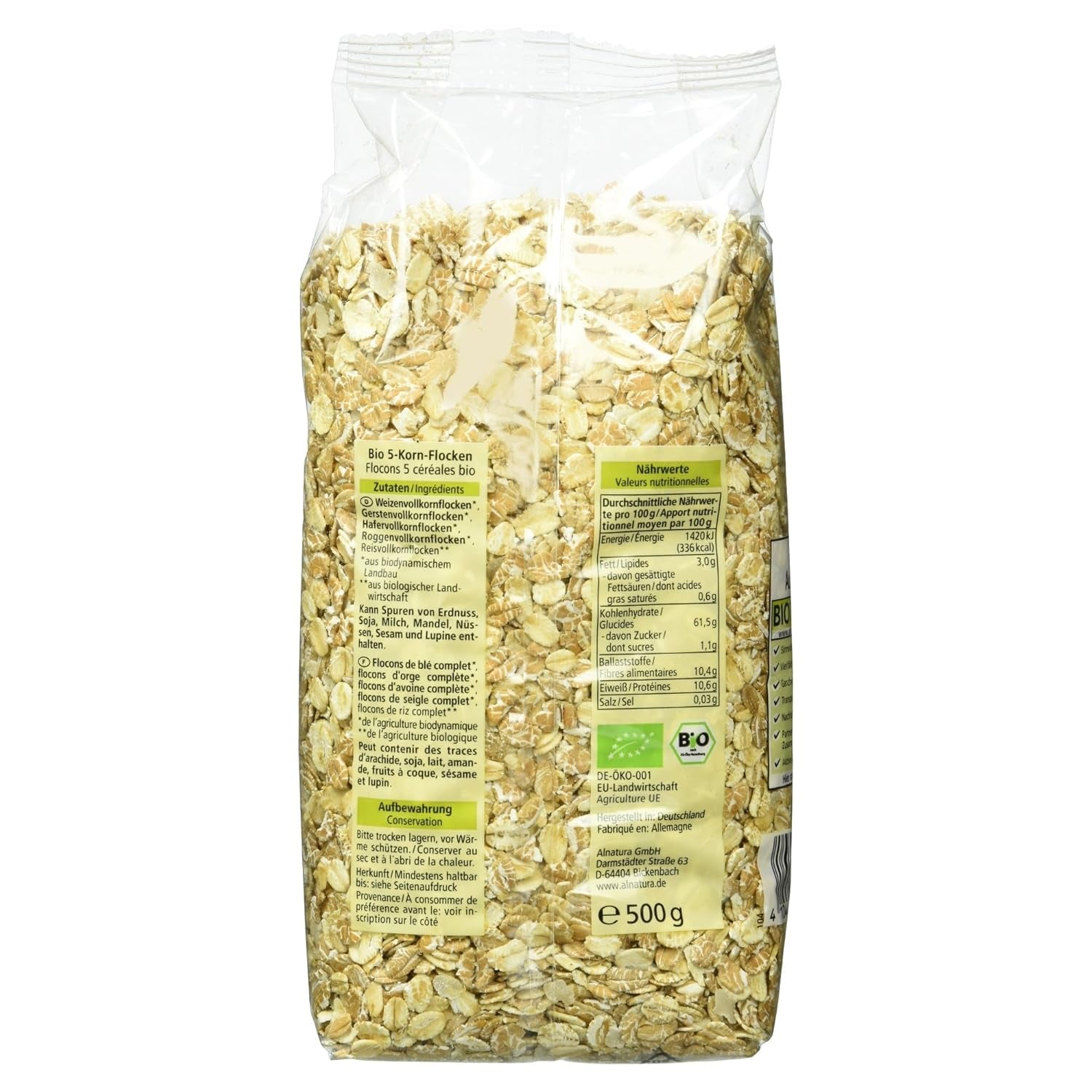 Bio 5-Kornflocken, 500G Getreide Naty Shop