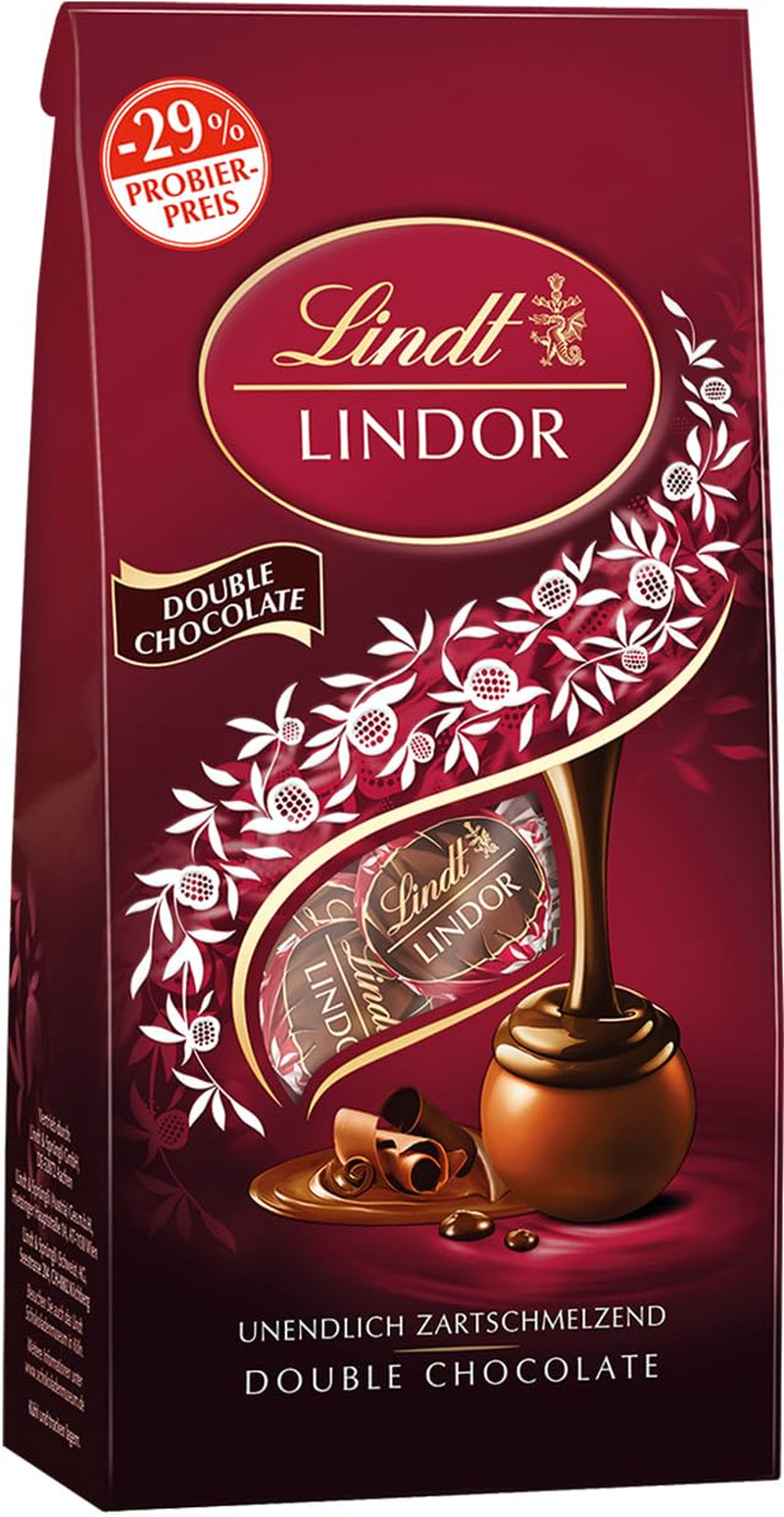 Lindt Chocolate LINDOR Doppelte Schokoladenkugeln, Aktion | Beutel mit 137 g doppelten Pralinen von Naty Shop