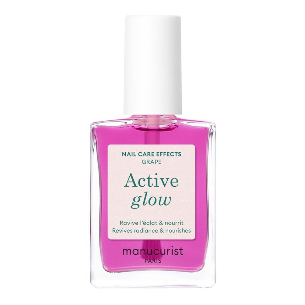 MANUCUIST Nail Care Repair Active Glow Raspberry (Pink) Biobasiert: Süße Mandel, Himbeere, pflegender und glänzender Nagellack, transparenter Pink-Effekt – Nude-Nagellack
