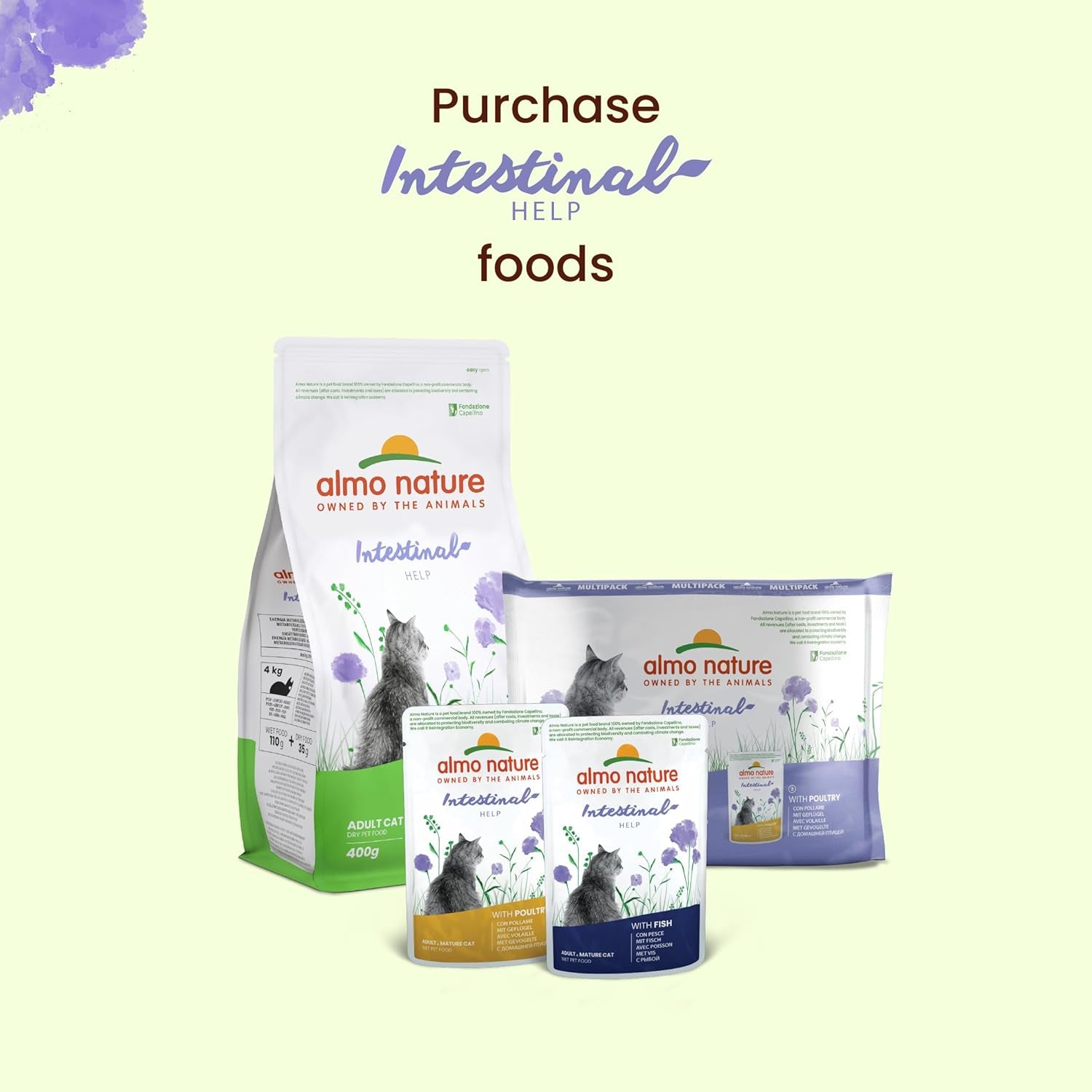 Almo Nature Functional - Intestinal Help - Hrană umedă pentru pisici adulte și mature cu intestine sensibile - cu carne de pasăre - susține microbiomul - 70 g (pachet de 30)