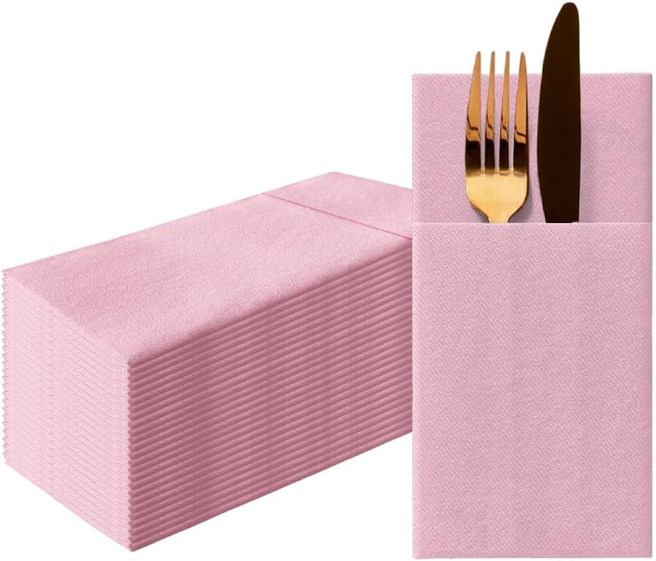 PAW - Șervețele pentru tacâmuri Airlaid - Fabric-like (1/8 fold) | 25 bucăți | Ideal pentru nuntă, botez, comuniune, aniversare | Saci de șervețele pentru tacâmuri | Bej