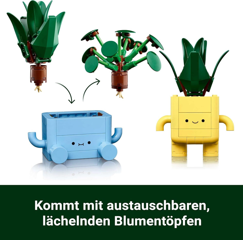 LEGO Botanicals Happy Plants – DIY-Set für Kinder mit 2 künstlichen Blumen und 2 bunten Blumentöpfen mit Cartoon-Gesichtern – Geschenkidee für Mädchen ab 9 Jahren – 10349 Besuche Bausets den LEGO-Store