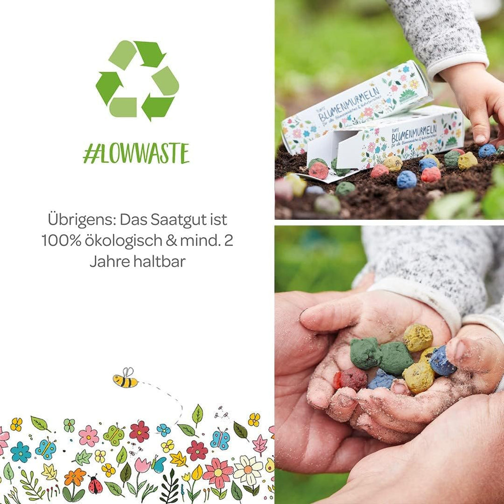 Die Stadtgärtner Blumenmurmeln Das Original I 25 Handgemachte & Kunterbunte Samenbomben Mit Über 20 Arten Von Blumen-Saatgut I Mitgebsel Kindergeburtstag I 100% Ökologisch & Min. 2 J. Haltbar