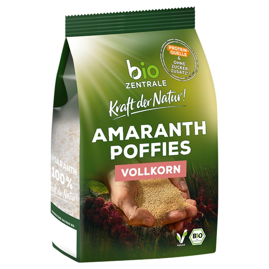 Biozentrale Amaranth-Puffs | 125 g | vegan | kleine expandierte Amaranthkörner | Proteinquelle | für Müsli, Joghurt und bunte Frühstücksbowls