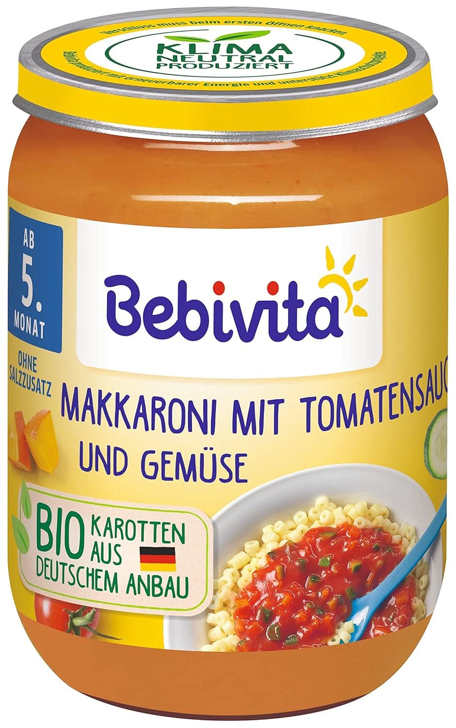 Menüs ab dem 5. Monat Makkaroni mit Tomatensauce und Gemüse, 6er Pack (6 x 190g) Mutter und Kind Naty Shop Mediu Makkaroni mit Tomatensauce und Gemüse