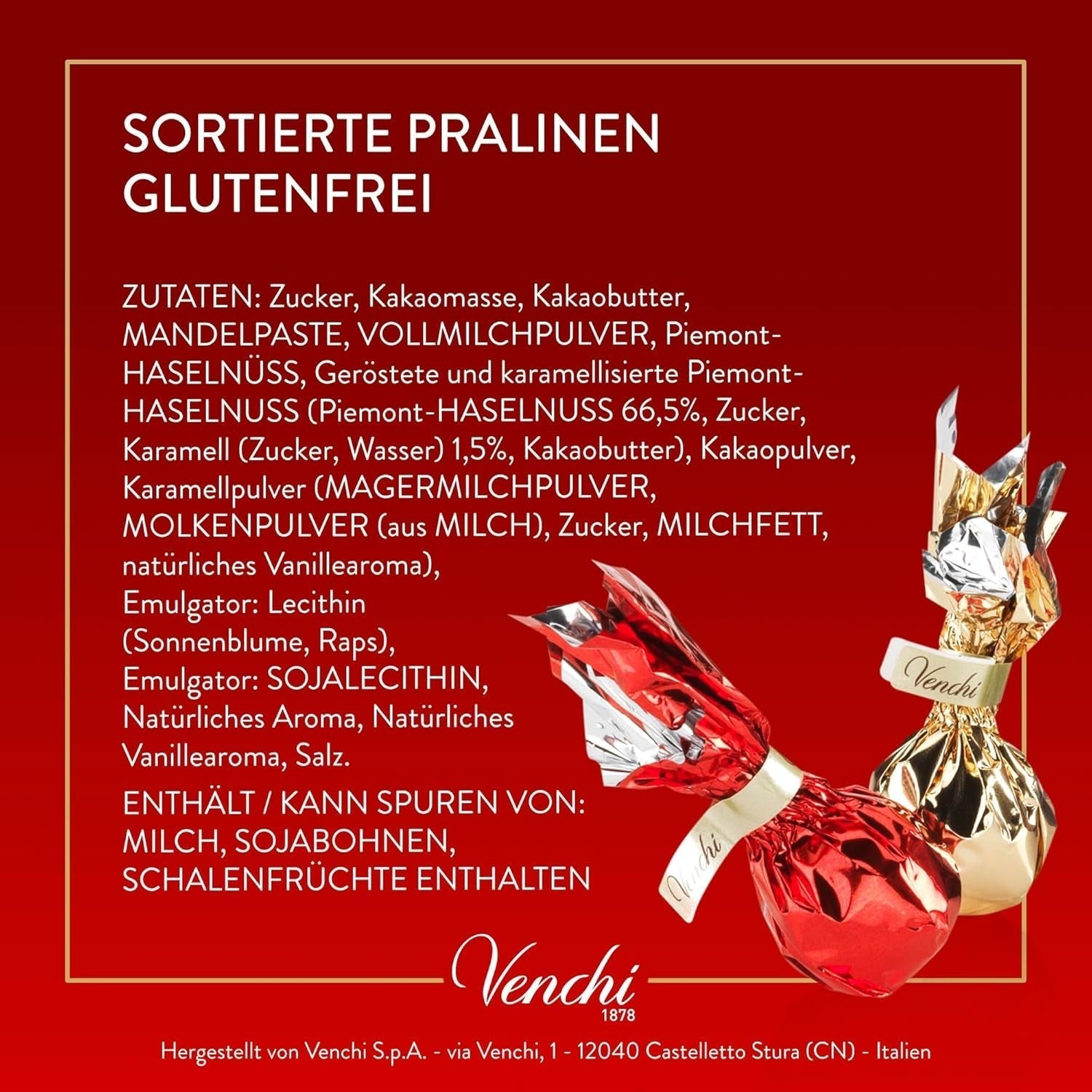 Venchi, Colecție de Crăciun - cutie cadou rotundă cu ciocolată asortată, 86 grame Bomboane de Ciocolata Naty Shop