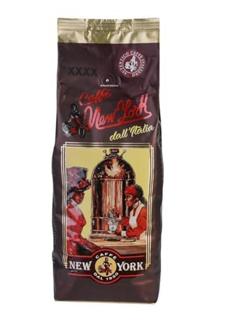 Caffè New York - XXXX - Boabe de cafea, aromă intensă dar fină, Arabica și prăjire medie robustă, pentru măcinare, espresso italian, amestec de bar - calitate înaltă din 1930 - 1 kg, boabe