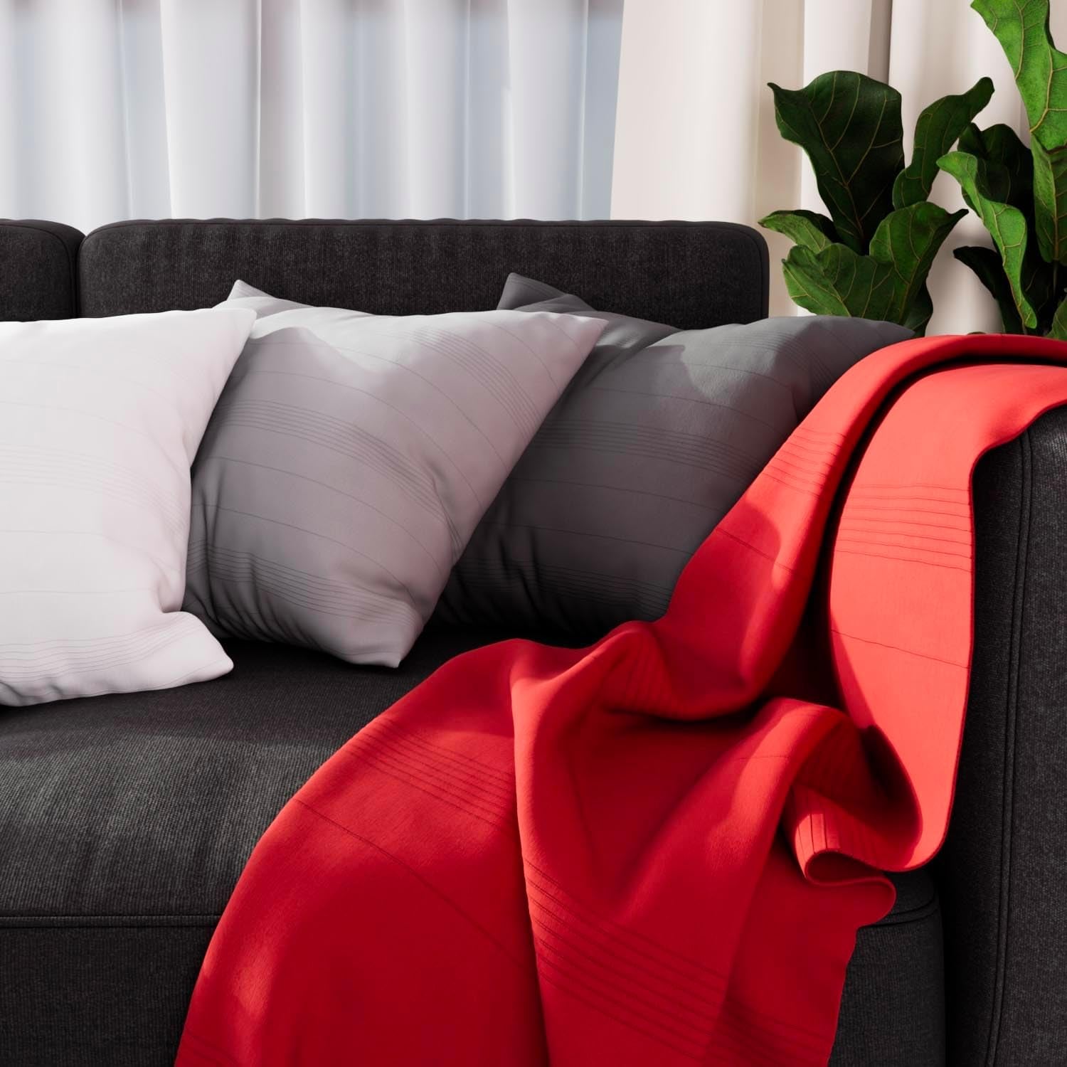 Soleil D'Ocre Adele Plaid, geworfen vom Sessel, Polycoton, Grau, 140 x 200 cm. Betten und Decken. Besuche den Soleil d'ocre-Store, Rot 140 x 200 cm