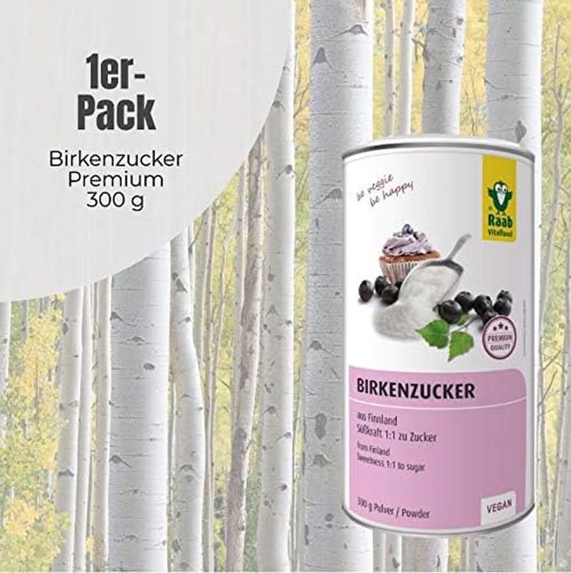 Raab Vitalfood Premium, Birkenzucker mit Xylitol-Süßstoff, Vegan, 1:1 Alternative zu Zucker, 300 Gramm Süßstoffe Naty Shop