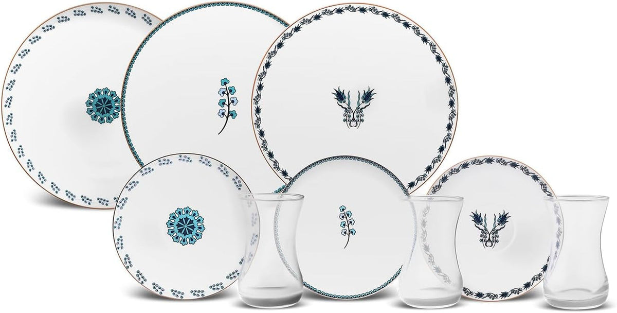 Set de deserturi Karaca İznik pentru 6 persoane, 18 piese - veselă elegantă pentru deserturi delicioase