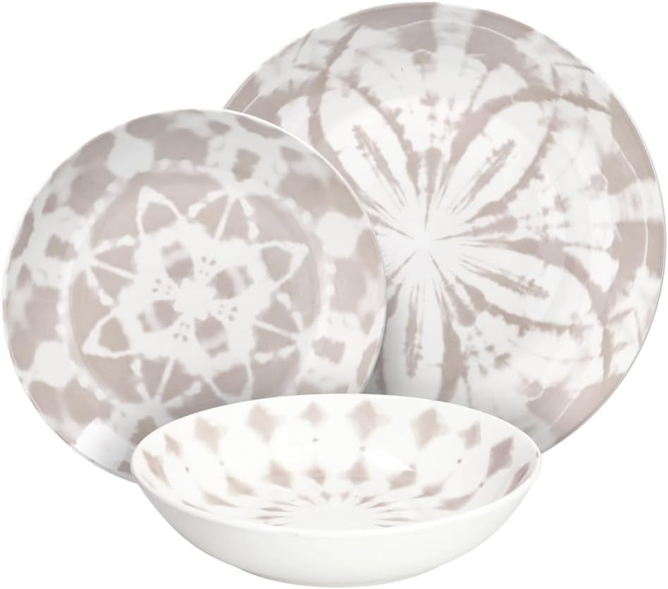 Mallorca, set de veselă pentru 6 persoane, 18 piese, porțelan, bej