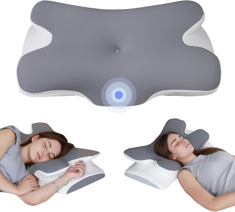 Pernă din spumă de memorie Pernă pentru gât Pernă ortopedică - Design ergonomic Cu formă goală Pentru cei care dorm lateral, pe spate și pe stomac Gri Perne ortopedice cervicale Naty Shop Titlu implicit