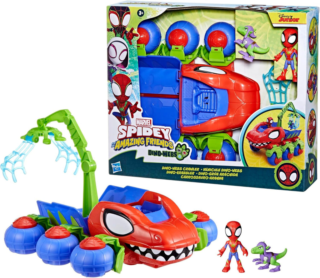 Marvel Spidey And His Super Friends Dino Crawler Superhero Playset, cu Spidey și Dino Figure și jucărie de transport, pentru copii cu vârsta de 3 ani și peste Action figures Naty Shop