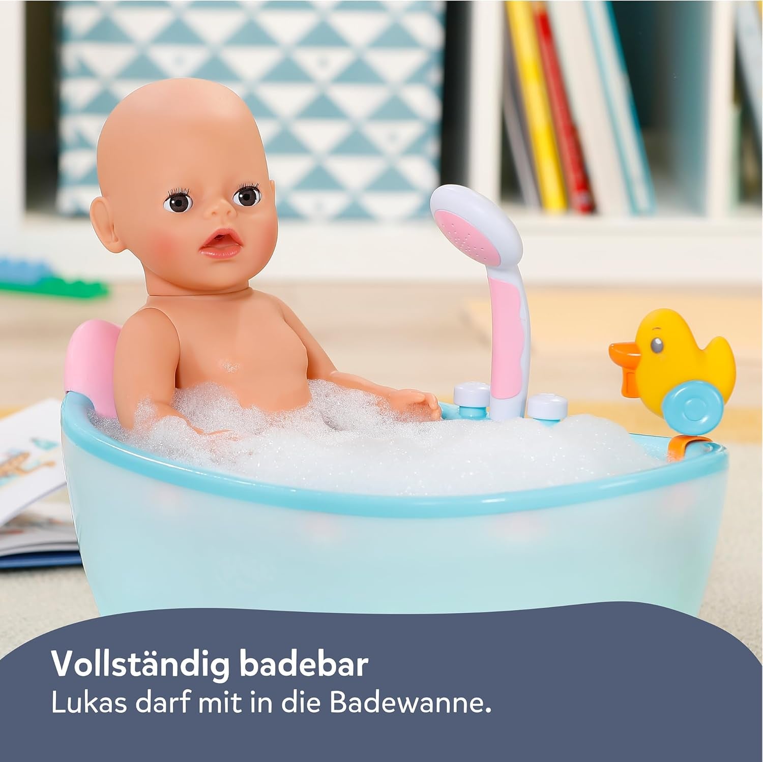 BABY Born Lukas in Strampler mit Hundemotiv, 36 cm große Puppe mit 7 Funktionen für Kinder ab 1 Jahr