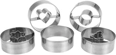 Set de 5 forme de biscuiți Städter Linzer, design Spitzbub, din oțel inoxidabil - diametru 4 cm - înălțime 1,5 cm - potrivite pentru copt sau meșteșuguri, 954199, argintiu