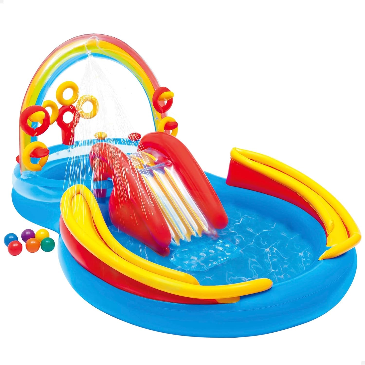 Intex Rainbow Ring Play Center – oberirdischer Kinderpool – Kinderbecken – 297 x 193 x 135 cm – für 3+ Jahre 57453NP Mehrfarbig 297 x 193 x 135 cm
