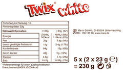 Twix weiße Schokoriegel; Karamell, Kekse, weiße Schokolade; Mehrfachpackung Pralinen; 5 Riegel (5 x 46 g)
