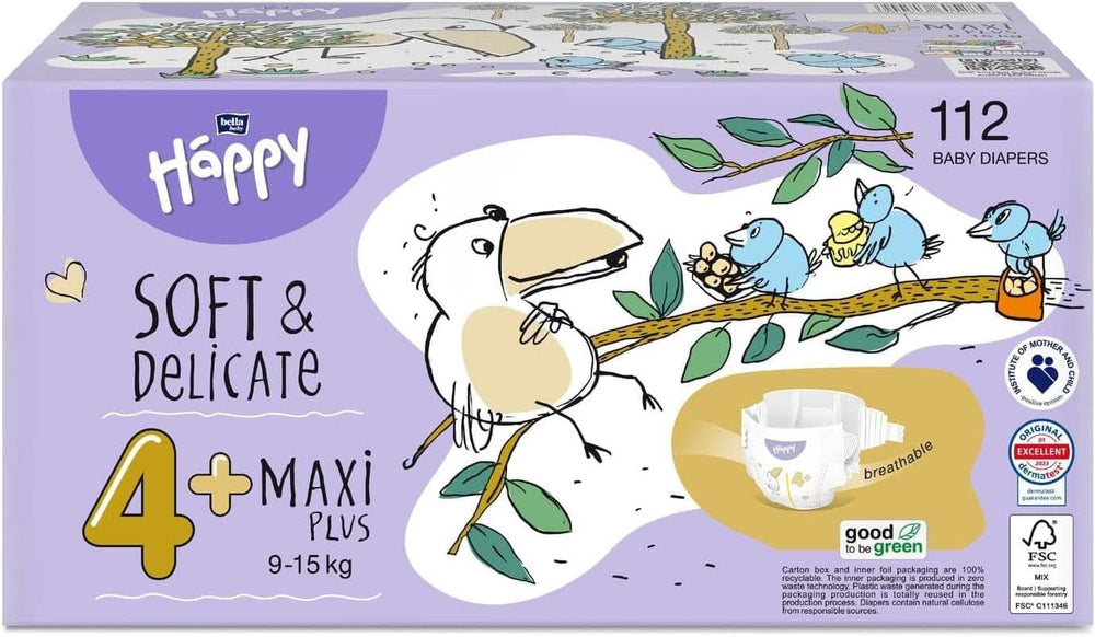 Windeln Bella Baby Happy Soft & Delicate Größe 4+ Maxi plus 9-15 kg HAPPY BOX 112 Stk. Naty Shop für Mutter und Kind
