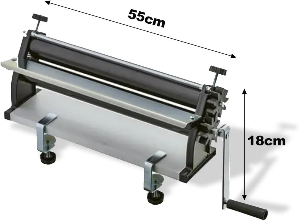 DKN Pizzateig-Rollmaschine mit Handkurbel, 48,8 cm, Nudelmaschine, Teigfolie mit Anti-Haft-Rollen und Dickenkontrolle – Konstruktion aus massivem Stahl und Aluminium