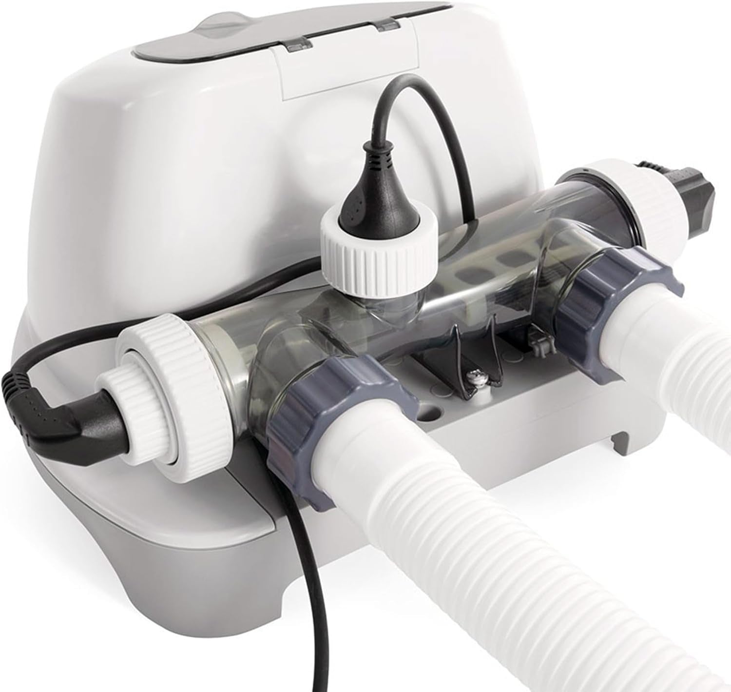 Intex 26670 Krystal Clear Salzwasserfiltersystem für 2650-12112 l/h Filterpumpe für kleine Pools bis 56800 l, Kunststoff, weiß