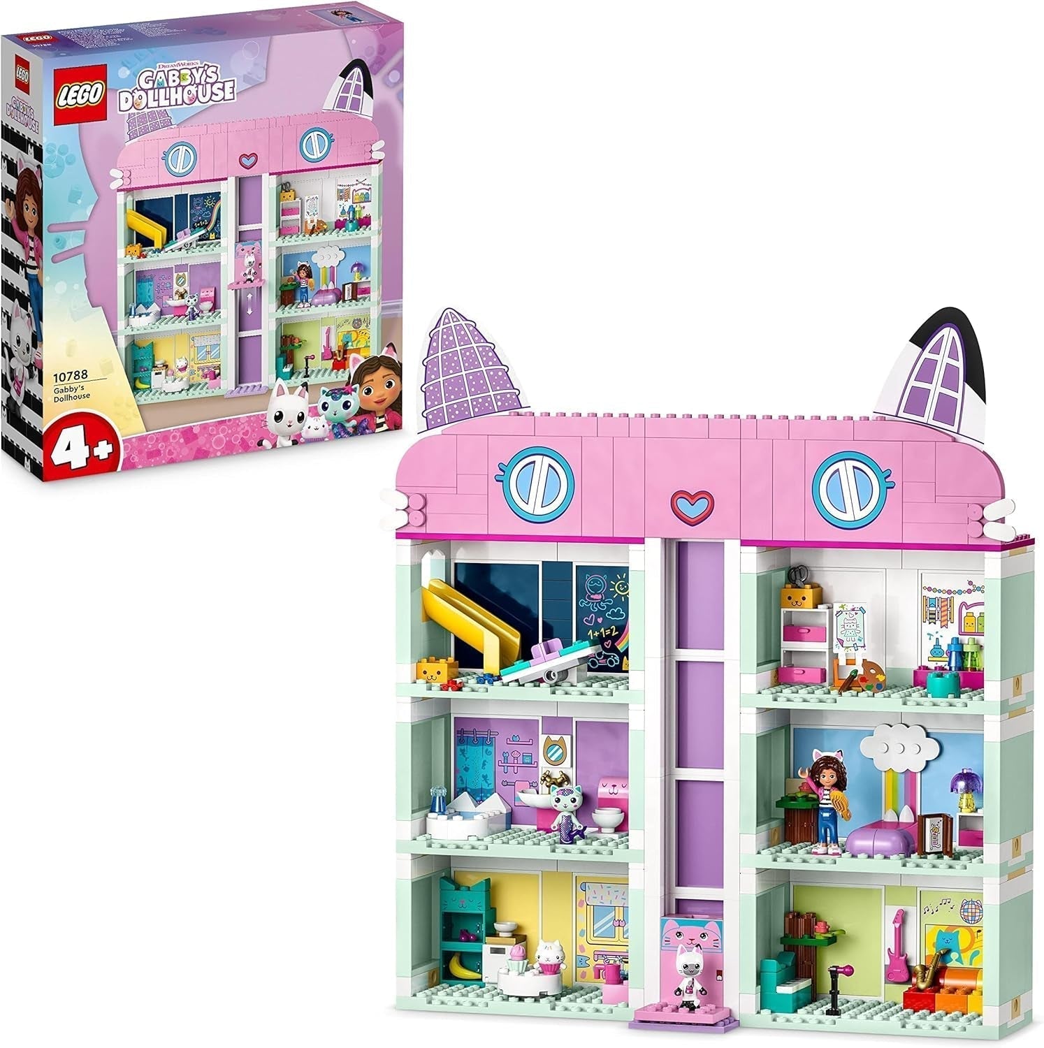 Lego 10788 Gabbys Puppenhaus-Spielzeugset, 8 Zimmer und 4 Etagen Gabbys Puppenhaus-Spielzeug mit Pandi-, Erdmännchen-, Kuchi-Figuren und Zubehör, Geschenk für 4-jährige Mädchen, Jungen und Kinder. Bausets. Besuchen Sie den LEGO-Store Single