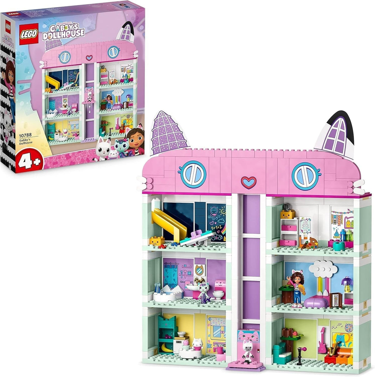 Lego 10788 Gabbys Puppenhaus-Spielzeugset, 8 Zimmer und 4 Etagen Gabbys Puppenhaus-Spielzeug mit Pandi-, Erdmännchen-, Kuchi-Figuren und Zubehör, Geschenk für 4-jährige Mädchen, Jungen und Kinder. Bausets. Besuchen Sie den LEGO-Store Single