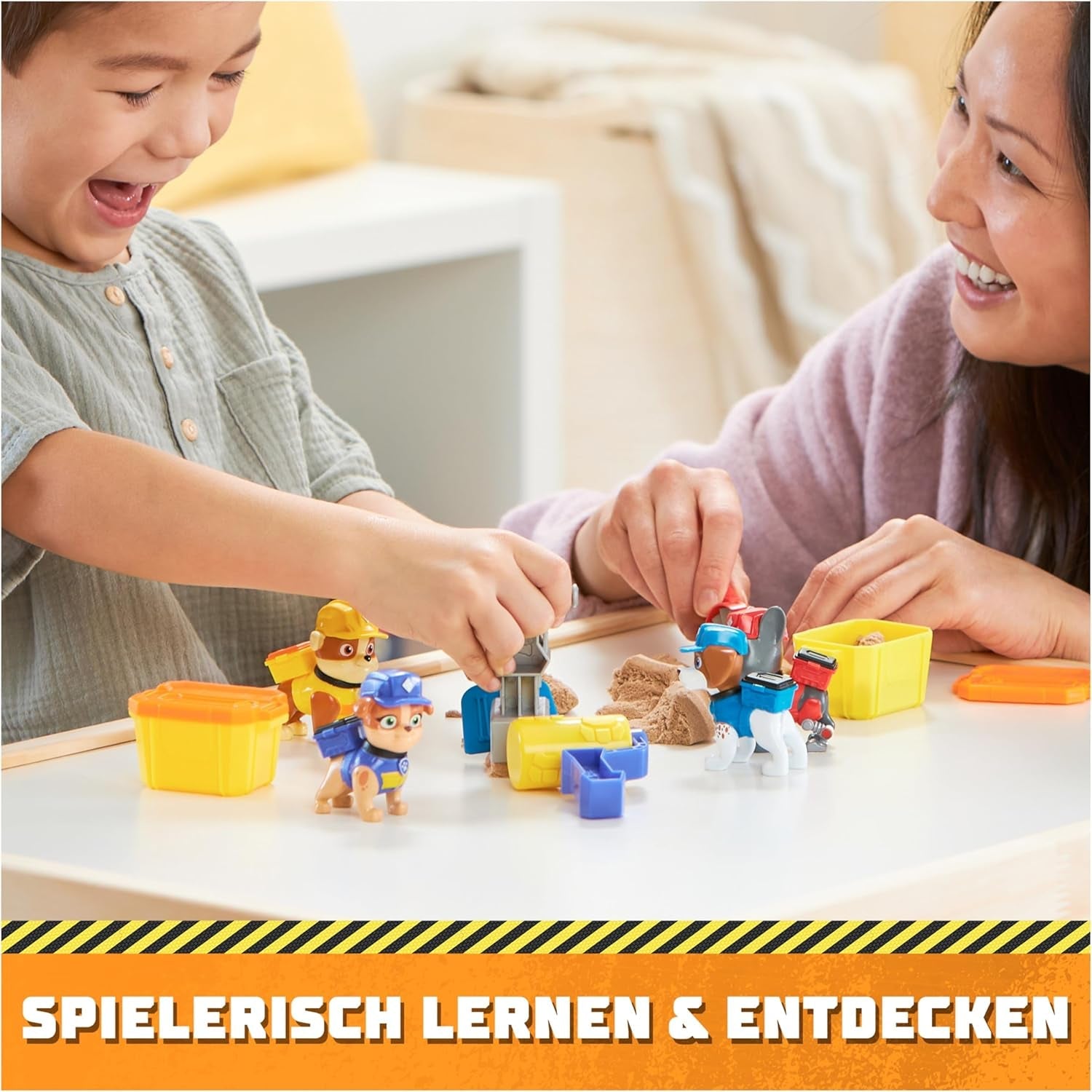 Rubble & Crew – Rubble & Mix Figuren-Actionfiguren-Set, 2 Bauspielzeuge und 85 g kinetischer Bausand, Spielzeug geeignet für Kinder ab 3 Jahren. Actionfiguren Naty Shop
